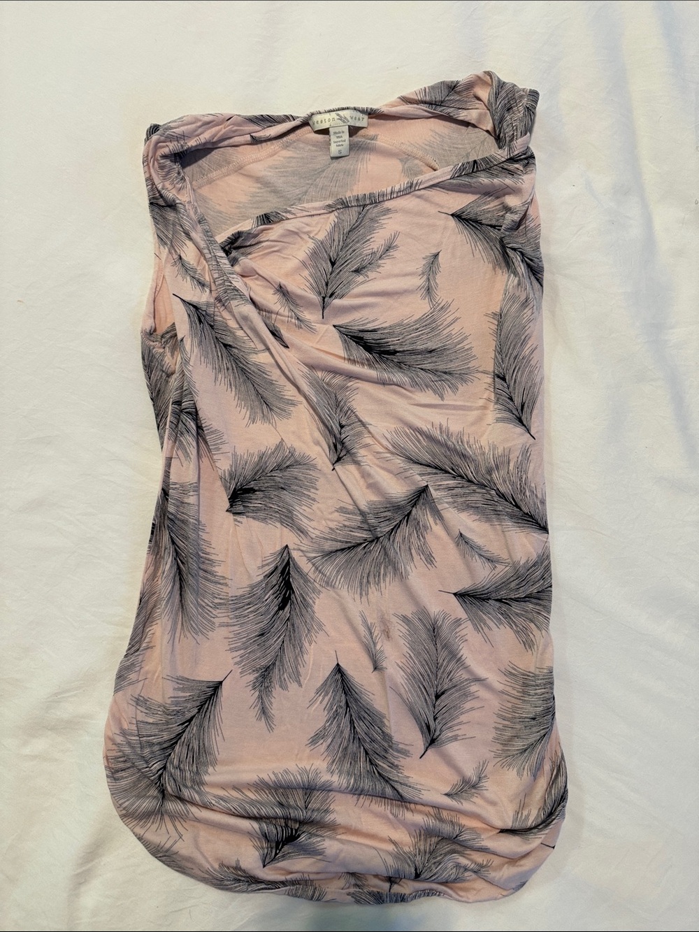 Weston Wear Pink Tank with Black Feather Motif